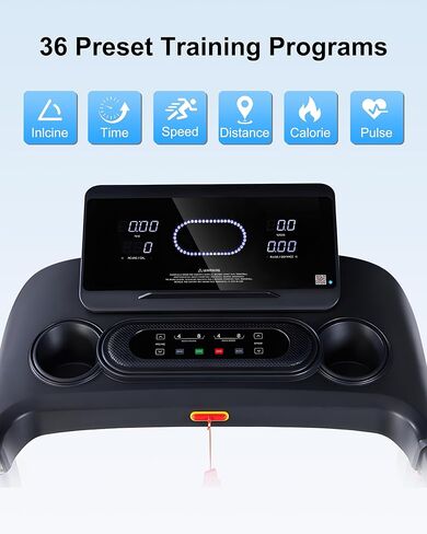 جهاز مشي عالي التحمل للمنزل، 18% انحدار تلقائي، سعة 400 رطل، 3.5 حصان، سرعة 0.5-12 ميل في الساعة، حزام عريض 18.9 بوصة، 36 برنامج، جهاز تشغيل تطبيق بلوتوث in Kuwait