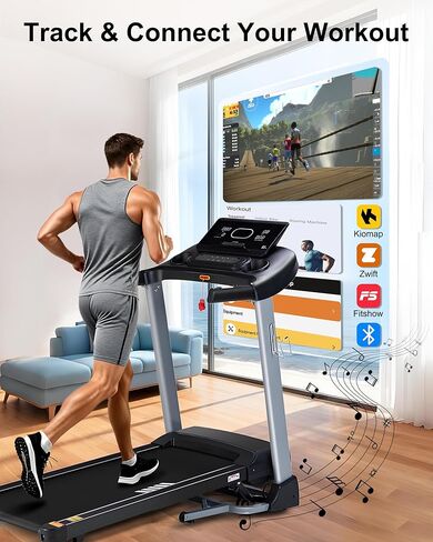 جهاز مشي عالي التحمل للمنزل، 18% انحدار تلقائي، سعة 400 رطل، 3.5 حصان، سرعة 0.5-12 ميل في الساعة، حزام عريض 18.9 بوصة، 36 برنامج، جهاز تشغيل تطبيق بلوتوث in Kuwait