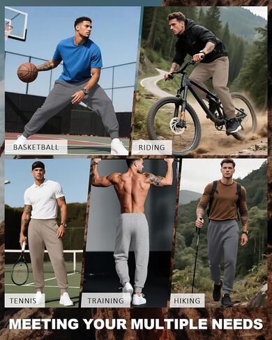 3 Pack Men's Sweatpants Tapered Joggers with Pockets Baggy Pants Active Athletic Workout Casual Clothing in Saudi Arabia