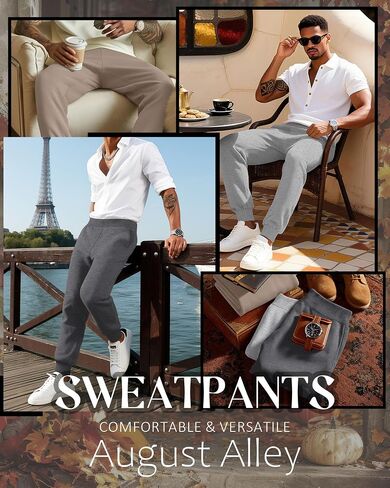 3 Pack Men's Sweatpants Tapered Joggers with Pockets Baggy Pants Active Athletic Workout Casual Clothing in Saudi Arabia