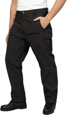 Men’s Waterproof Hiking Pants Fleece Lined Soft Shell Winter Snow Ski Insulated Outdoor Work Pants in Kuwait