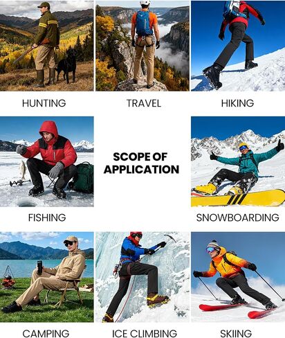 Men’s Waterproof Hiking Pants Fleece Lined Soft Shell Winter Snow Ski Insulated Outdoor Work Pants in Kuwait