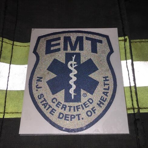 ملصق عاكس EMT معتمد من ولاية نيوجيرسي من Kramer لسيارة من الفينيل ملصق ممتص للصدمات لنافذة الشاحنة ملصق للدراجات النارية مقاس 4 بوصة in Saudi Arabia