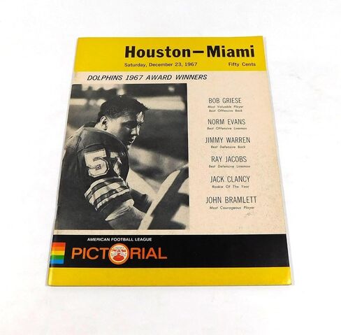 1967 Houston Oilers at Miami Dolphins AFL Football Program 12-23-67 - NFL Programs in Saudi Arabia