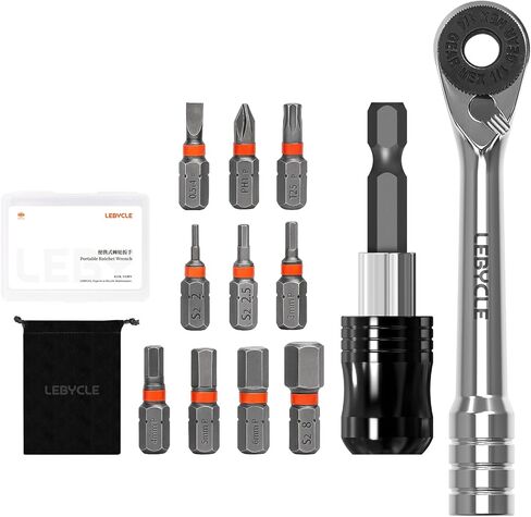 طقم إصلاح الدراجة، مجموعة مفاتيح ربط بسقاطة صغيرة في اتجاهين، مفتاح ربط بسقاطة 1/4 مع 10 قطع، رأس ترس دوار 60 سنًا للمساحات الضيقة، مثالي لدراجات الجبال والطرق in Kuwait