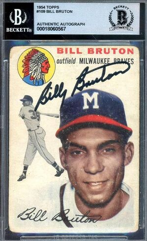 Bill Bruton Gem Mint 10 Beckett BAS Signed 1954 Topps Autograph - Baseball Slabbed Autographed Cards in Saudi Arabia