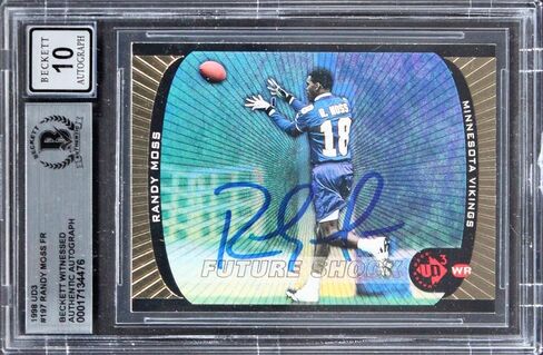 الفايكنج راندي موس وقع 1998 UD3 # 197 Rookie Card Auto 10! BAS Slab - بطاقات المبتدئين الموقعة من كرة القدم in Saudi Arabia