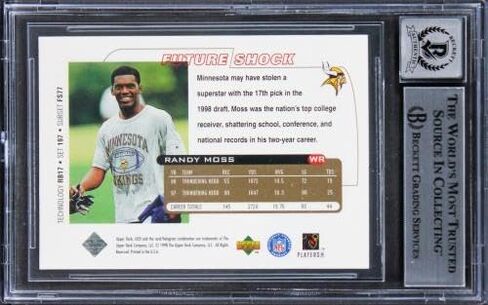 الفايكنج راندي موس وقع 1998 UD3 # 197 Rookie Card Auto 10! BAS Slab - بطاقات المبتدئين الموقعة من كرة القدم in Saudi Arabia