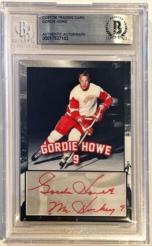 Gordie Howe Detroit Wings Signed Custom Cut Auto CARD BAS Beckett Slabbed - Hockey Slabbed Autographed Rookie Cards in Saudi Arabia