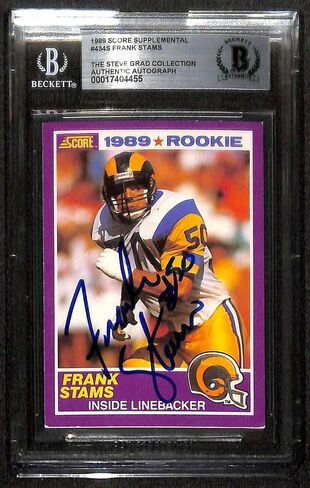 فرانك ستامز لوس أنجلوس رامز 1989 النتيجة رقم 434S بطاقة Rookie RC المُوقعة BECKETT - بطاقات مبتدئة موقعة من كرة القدم in Saudi Arabia