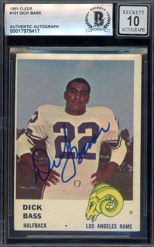 Dick Bass Gem Mint 10 Beckett BAS Signed 1961 Fleer Rookie Autograph - Baseball Slabbed Autographed Cards in Saudi Arabia