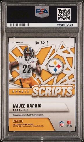 2021 Panini Mosaic Najee Harris Rookie Scripts Orange Auto PSA Mint 9 88491230 - Football Slabbed Autographed Rookie Cards in Saudi Arabia