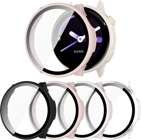 حافظة متوافقة مع Garmin vivoactive 6 مع واقي شاشة، 4 عبوات من غطاء البولي كربونات الصلب، حافظة من الزجاج المقوى عالي الدقة مضادة للخدش، غطاء حماية كامل لـ Garmin vivoactive 6 (أسود + أسود + شفاف + شفاف) in Kuwait