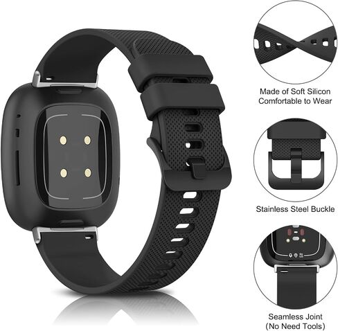 3 عبوات من الأربطة الرياضية من السيليكون الناعم لـ Fitbit Versa 4/Versa 3/Sense 2/Sense، أشرطة بديلة للرجال والنساء in Saudi Arabia