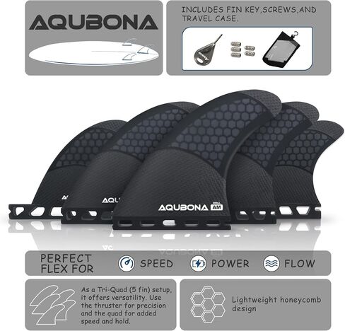 AQUBONA Single Dual Tab G3/G5/G6/G7 Half Carbon+Honeycomb Surfboard fin Tri Fin Thruster Set Surfboard fins (Fu, G3(S)) in Saudi Arabia
