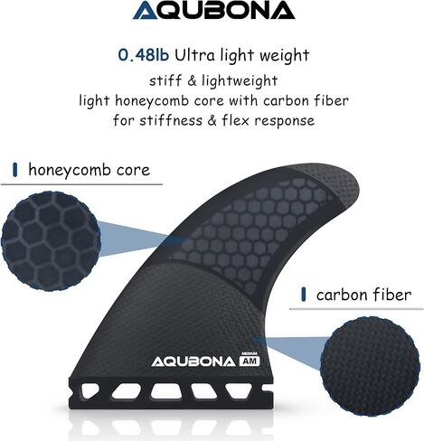 AQUBONA Single Dual Tab G3/G5/G6/G7 Half Carbon+Honeycomb Surfboard fin Tri Fin Thruster Set Surfboard fins (Fu, G3(S)) in Saudi Arabia