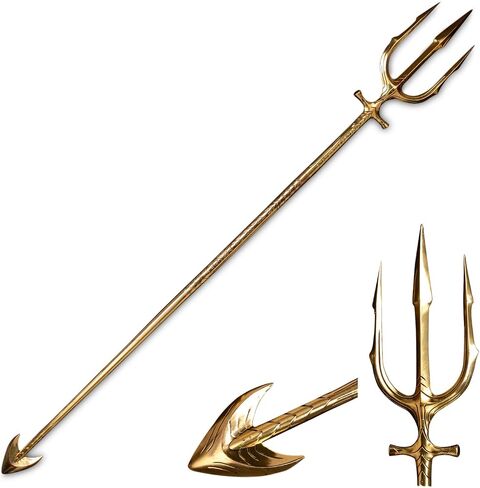 Sword Valley Sea King Poseidon Trident - ترايدنت مزخرف بأحرف رونية منقوشة - فولاذ مقاوم للصدأ، طول 180 سم/70.87 بوصة (تفاصيل مشكلة يدويًا، دعامة تنكرية، إصدار جامعي) in Kuwait