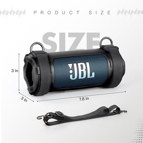 حافظة من السيليكون متوافقة مع مكبر الصوت المحمول JBL Flip 7، غطاء جلد ناعم مع حزام الكتف وحزام الدراجة (أسود) in Kuwait