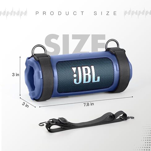 حافظة من السيليكون متوافقة مع مكبر الصوت المحمول JBL Flip 7، غطاء جلد ناعم مع حزام الكتف وحزام الدراجة (أسود) in Kuwait