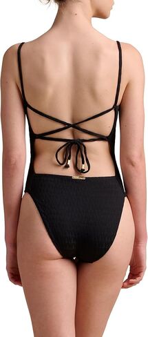 Wolford شعار السباحة شاطئ الجسم للنساء ث شعار شكل عالية قطع فتحات الساق متقاطع الظهر الذهب التوقيع الخرز ملابس السباحة in Saudi Arabia