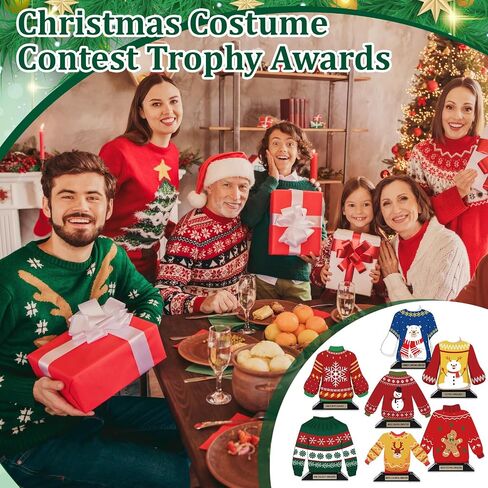 Misdary 8 Pcs Ugly Christmas Sweater Trophy Gingerbread Man Trophy 6.2 Inches Christmas Wooden Ugly Sweater Tacky Party Award for Adults Funny Award Game Prizes for Xmas Decorations in Saudi Arabia