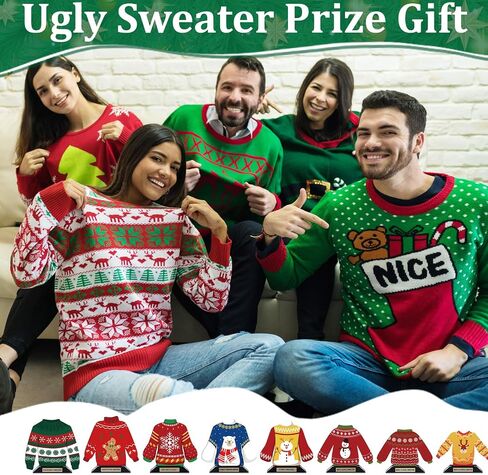 Misdary 8 Pcs Ugly Christmas Sweater Trophy Gingerbread Man Trophy 6.2 Inches Christmas Wooden Ugly Sweater Tacky Party Award for Adults Funny Award Game Prizes for Xmas Decorations in Saudi Arabia