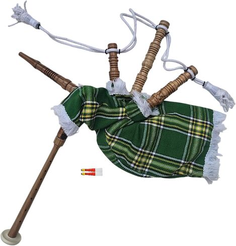 Mini Bagpipe for Kids – Sheesham Wood with Two Free Reeds – Perfect for Beginners, Traditional Scottish Musical Instrument (Irish - White Cord) in Saudi Arabia