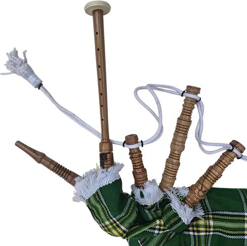 Mini Bagpipe for Kids – Sheesham Wood with Two Free Reeds – Perfect for Beginners, Traditional Scottish Musical Instrument (Irish - White Cord) in Saudi Arabia