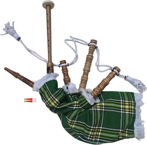 Mini Bagpipe for Kids – Sheesham Wood with Two Free Reeds – Perfect for Beginners, Traditional Scottish Musical Instrument (Irish - White Cord) in Saudi Arabia