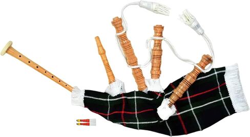 Mini Bagpipe for Kids – Sheesham Wood with Two Free Reeds – Perfect for Beginners, Traditional Scottish Musical Instrument (Irish - White Cord) in Saudi Arabia