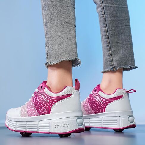 Kids Roller Skate Shoes with Wheels Roller Sneakers for Boys Girls Kids Deformation Wheeled Shoes ﻿ in Saudi Arabia