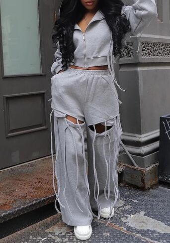 SHINFY ملابس النساء 2 قطعة الزي هامش زمم هوديي قطع Sweatpants Y2k الخريف موضة عداء ببطء رياضية مجموعات in Kuwait