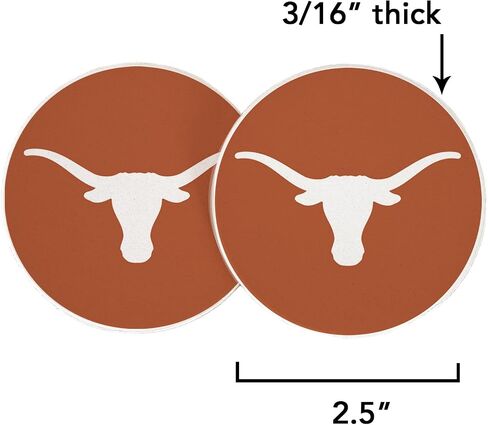 مجموعة منتجات مرخصة من ديزرت كاكتوس لجامعة تكساس لإكسسوارات السيارات UT Longhorns ماصة من الحجر الرملي، مكونة من قطعتين (التصميم أ) in Saudi Arabia
