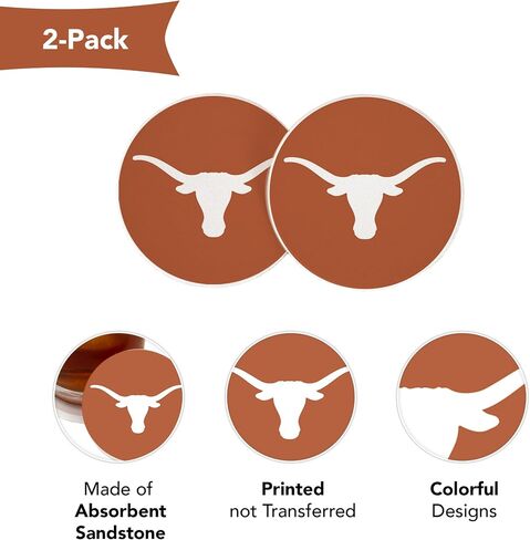 مجموعة منتجات مرخصة من ديزرت كاكتوس لجامعة تكساس لإكسسوارات السيارات UT Longhorns ماصة من الحجر الرملي، مكونة من قطعتين (التصميم أ) in Saudi Arabia
