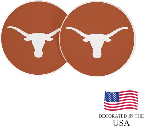 مجموعة منتجات مرخصة من ديزرت كاكتوس لجامعة تكساس لإكسسوارات السيارات UT Longhorns ماصة من الحجر الرملي، مكونة من قطعتين (التصميم أ) in Saudi Arabia