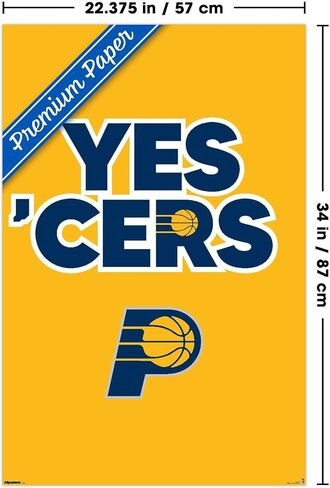 Trends International NBA Indiana Pacers - YES 'CERS 25 Wall Poster, 34L x 22.4W, Premium Poster & Mount Bundle in Saudi Arabia