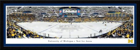 Michigan Wolverines Hockey - 40.25x13.75-inch Standard Framed Print by Blakeway Panoramas in Saudi Arabia