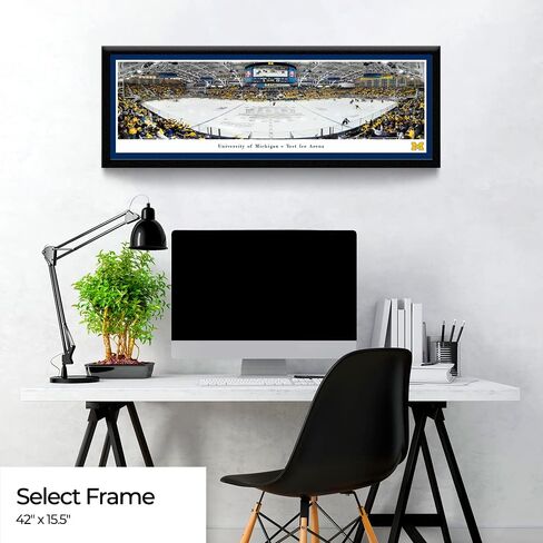 Michigan Wolverines Hockey - 40.25x13.75-inch Standard Framed Print by Blakeway Panoramas in Saudi Arabia