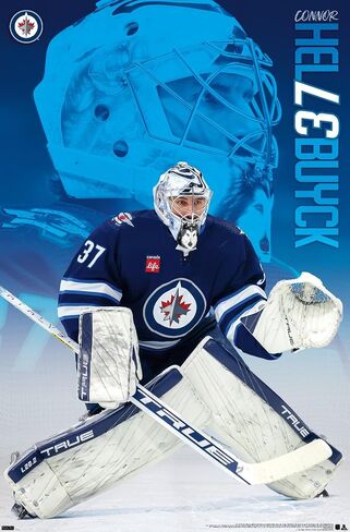 Trends International NHL Winnipeg Jets - ملصق حائط Connor Hellebuyck 24، مقاس 34 طولًا × 22.4 عرضًا، إصدار ممتاز غير مؤطر in Saudi Arabia