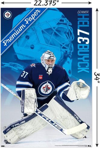 Trends International NHL Winnipeg Jets - ملصق حائط Connor Hellebuyck 24، مقاس 34 طولًا × 22.4 عرضًا، إصدار ممتاز غير مؤطر in Saudi Arabia