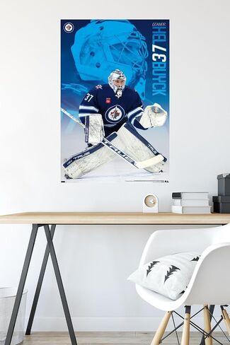 Trends International NHL Winnipeg Jets - ملصق حائط Connor Hellebuyck 24، مقاس 34 طولًا × 22.4 عرضًا، إصدار ممتاز غير مؤطر in Saudi Arabia