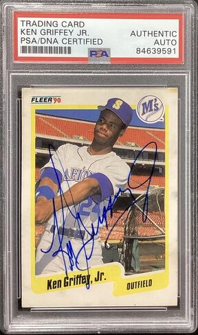 Ken Griffey Jr Signed 1990 Fleer #513 Baseball Card Mariners HOF Auto PSA/DNA - Baseball Slabbed Autographed Cards in Saudi Arabia
