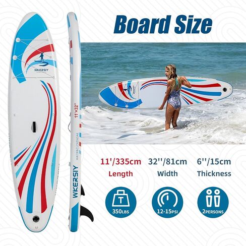 11ft All-Round Cruising Paddle Board Inflatable SUP, Wide & Stable Lightweight Stand Up Paddle Board for Touring | Complete Kit with Pump, Backpack & Leash in Saudi Arabia