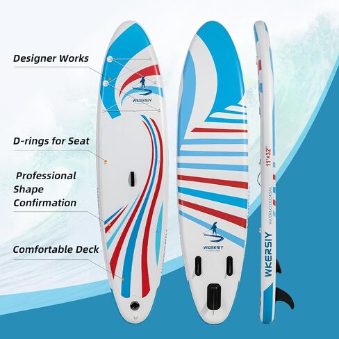 11ft All-Round Cruising Paddle Board Inflatable SUP, Wide & Stable Lightweight Stand Up Paddle Board for Touring | Complete Kit with Pump, Backpack & Leash in Saudi Arabia