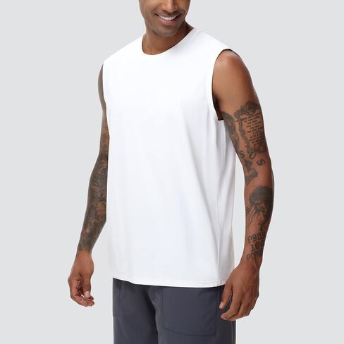 Men's Workout Tank Top UPF 50+ Sleeveless Quick Dry Athletic Shirts Casual Running Muscle Shirts in Saudi Arabia