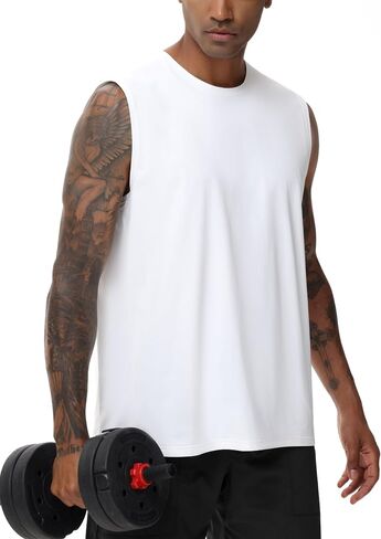 Men's Workout Tank Top UPF 50+ Sleeveless Quick Dry Athletic Shirts Casual Running Muscle Shirts in Saudi Arabia