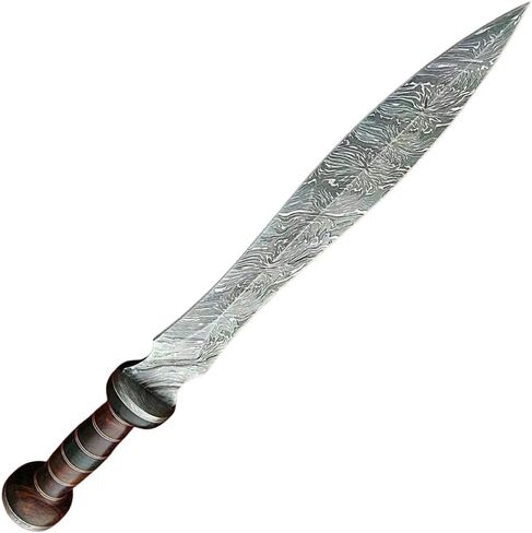 Handmade Roman Gladius Historical Sword 24" Damascus Steel Blade Warior Sword with Leather Sheath in Saudi Arabia