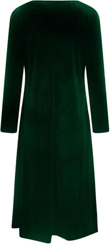 Women's Elegant Vintage Velvet Midi Dress Casual Crewneck Long Sleeve Pleated Flowy Wedding Guest Evening Party Dresses in Saudi Arabia