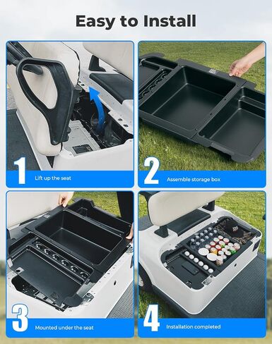 KEMIMOTO Upgraded Golf Cart Under Seat Storage Tray Compatible with EZ-GO RXV Elite Golf Carts, Durable ABS Underseat Organizer, 110 Lbs Capacity, Black in Saudi Arabia