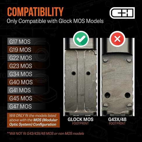 لوحة محول MOS للبصريات C+H لـ G17 G19 MOS | متوافق مع Trijicon RMR/SRO، Holosun 407C/507C/508C/508T | صنع في الولايات المتحدة الأمريكية in Kuwait